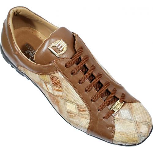 David Eden "Oahu" Taupe Unique Dyed Genuine Lizard Patchwork Sneakers